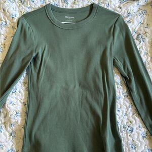 Old Navy Olive Ribbed Long Sleeve Tee